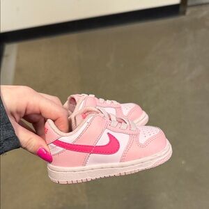 Nike Kids Light Pink and Hot Pink Sneakers